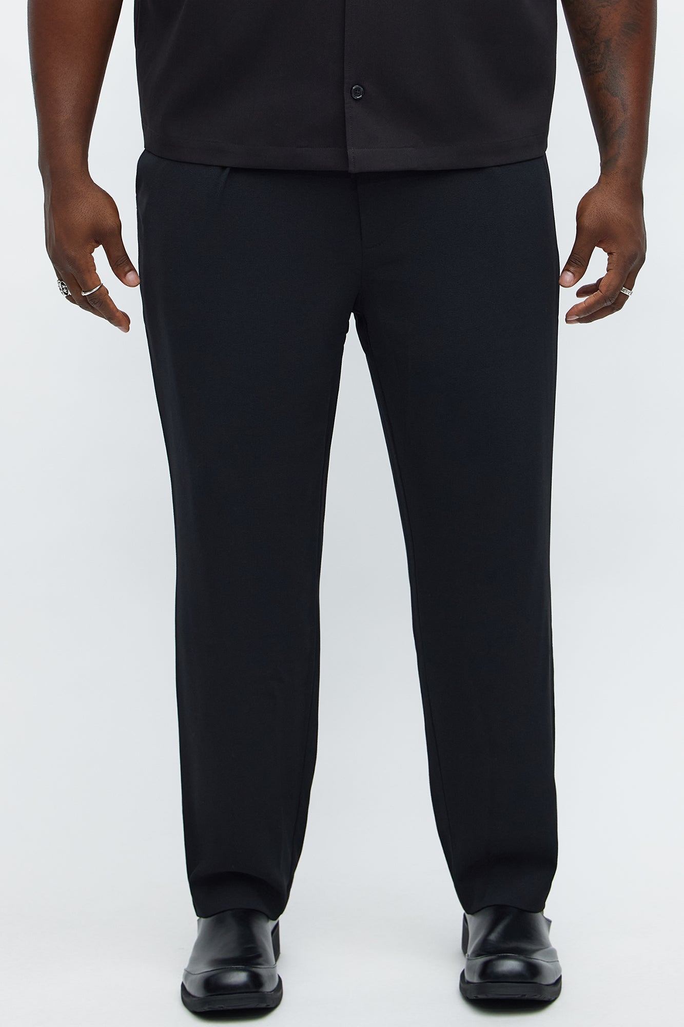 Golden Hour Slim Pleated Trouser - Black