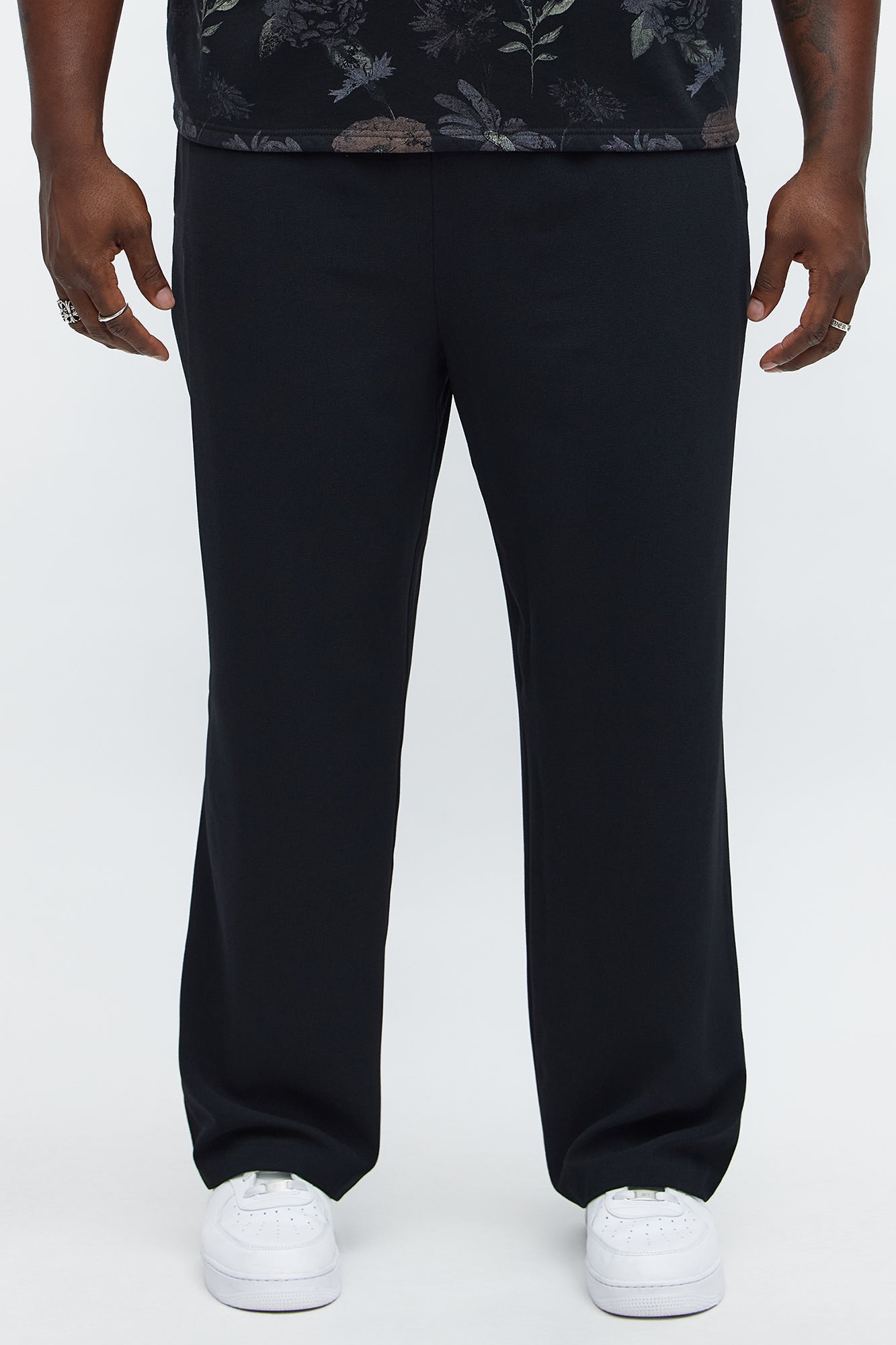 Golden Hour Straight Elastic Waist Trousers - Black
