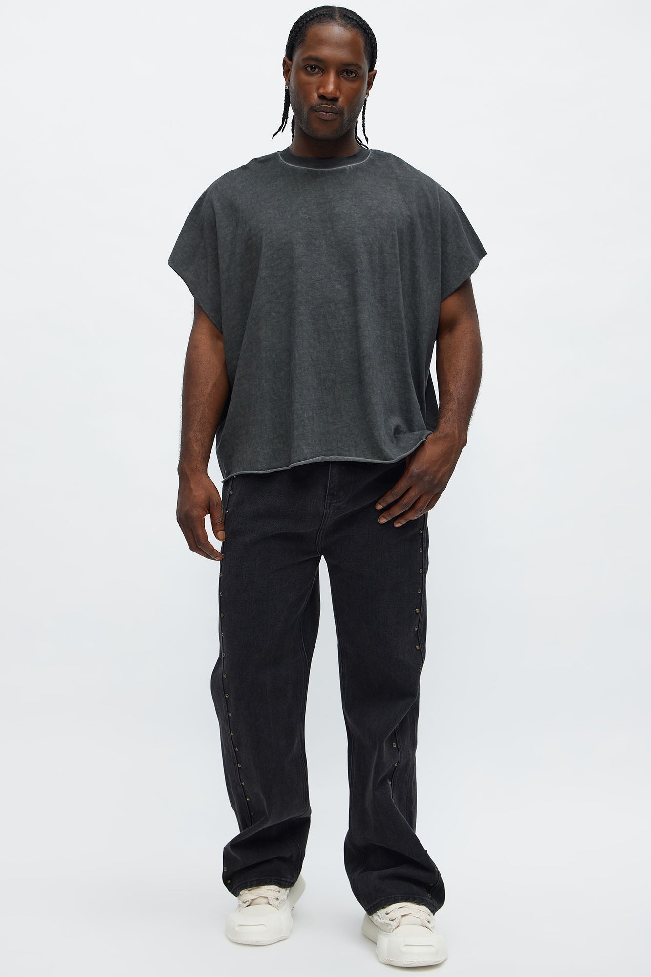 Oversized Fatal Attraction Heavy Jersey Muscle Tee - Charcoal