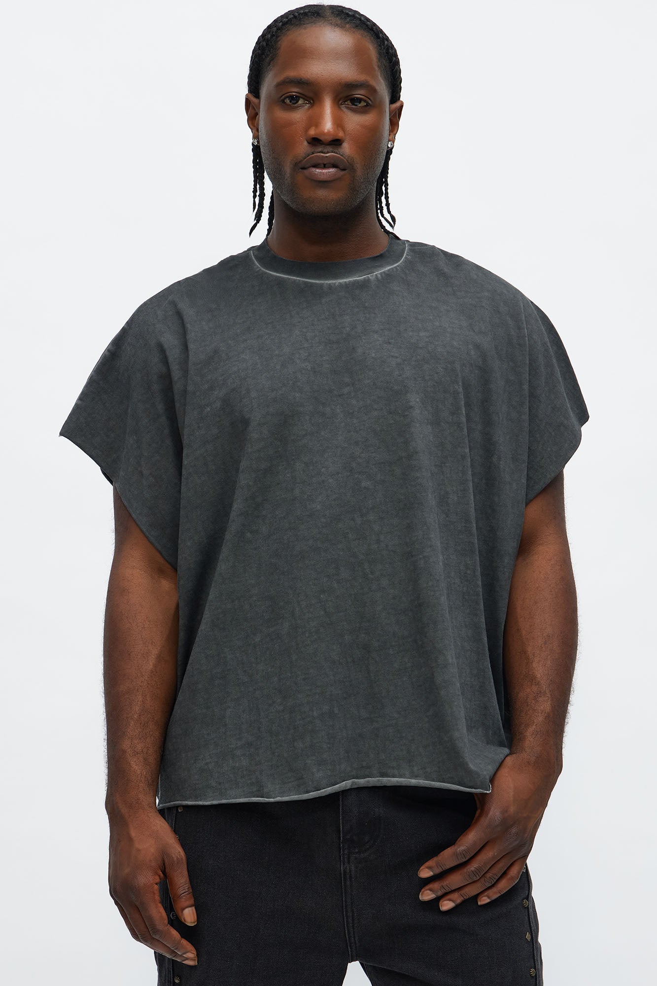 Oversized Fatal Attraction Heavy Jersey Muscle Tee - Charcoal