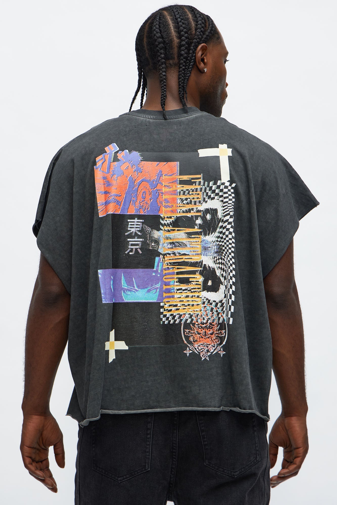 Oversized Fatal Attraction Heavy Jersey Muscle Tee - Charcoal