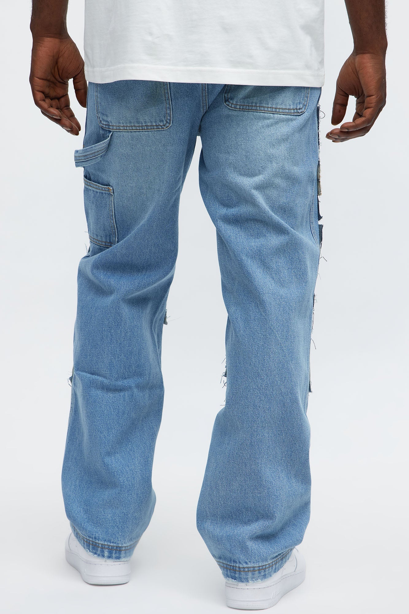 Straight In My Patchwork Jeans - Light Blue Wash