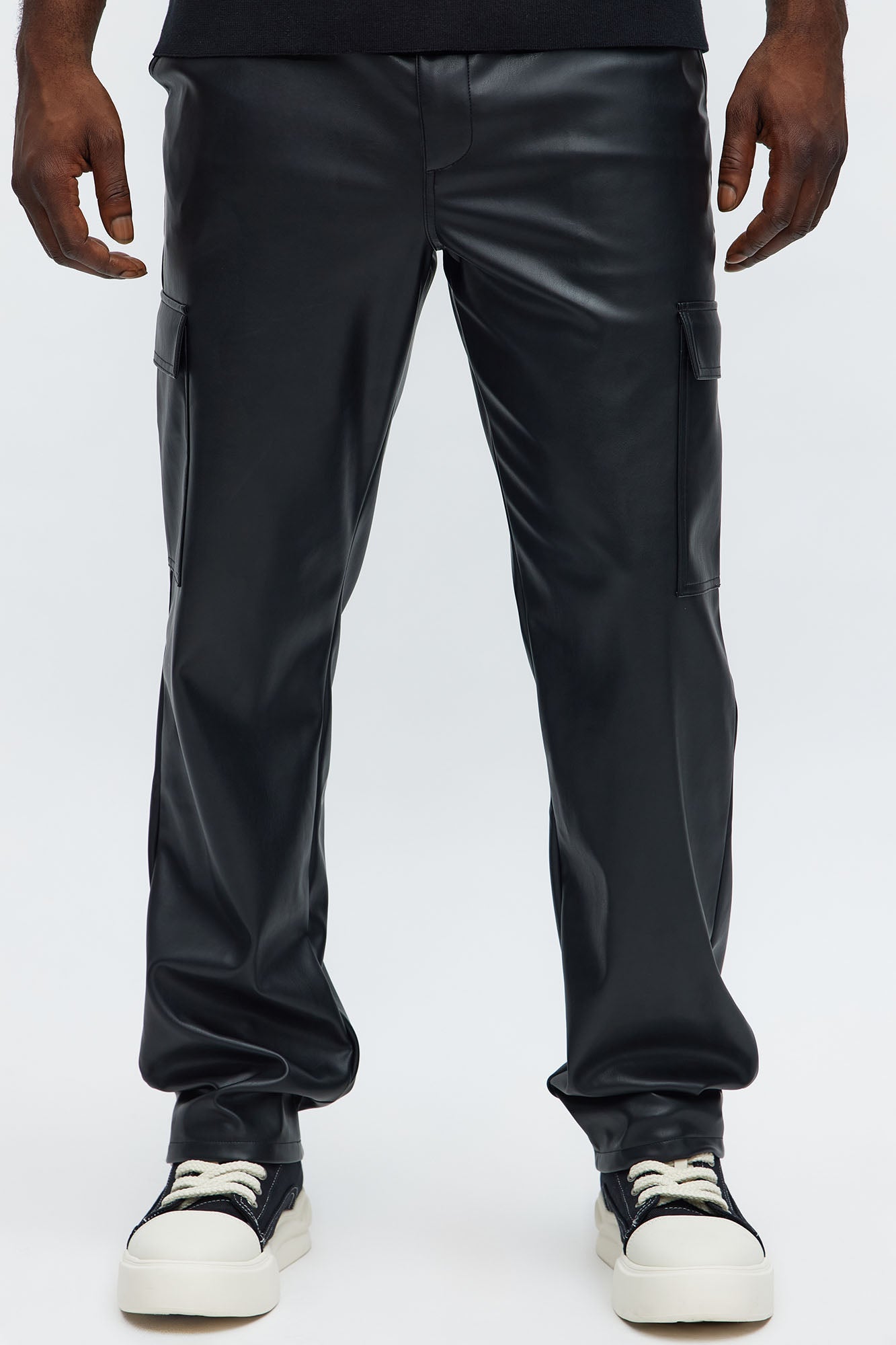 Royce Slim Faux Leather Pants - Black