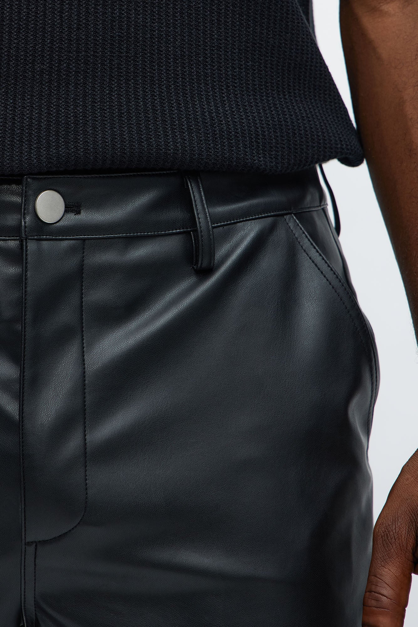 Royce Slim Faux Leather Pants - Black