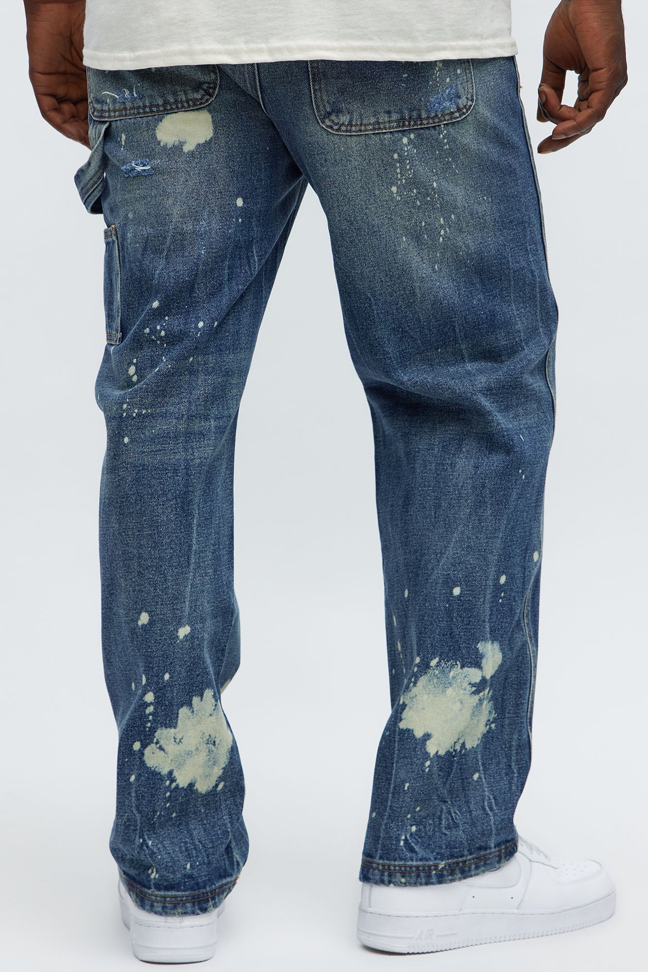 Slim See Me Come Up Bleach Spotted Jeans - Medium Blue Wash