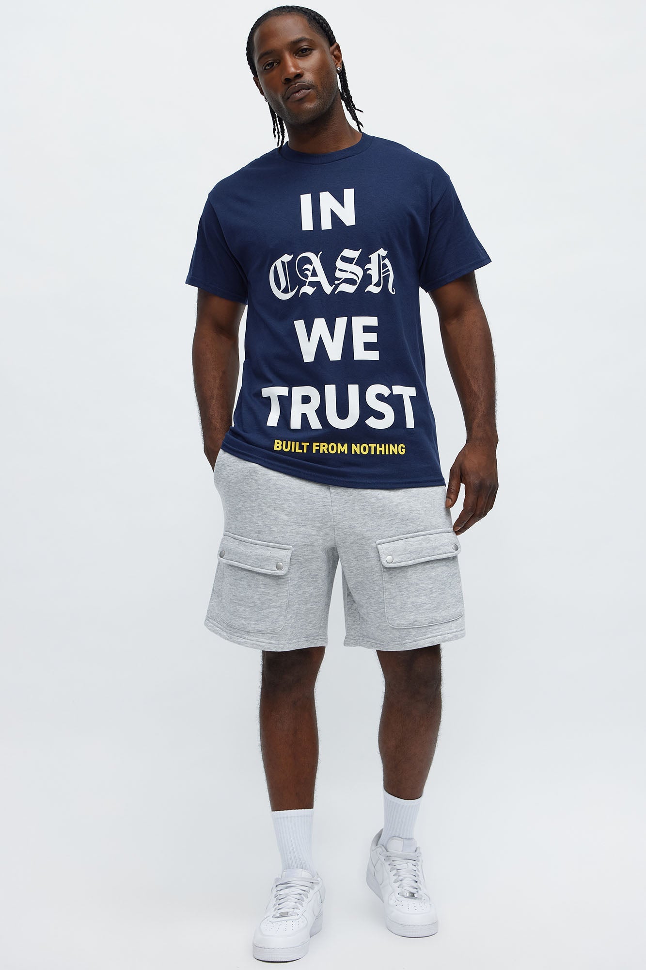 Tyson Relaxed Cargo Snap Shorts - Heather Grey