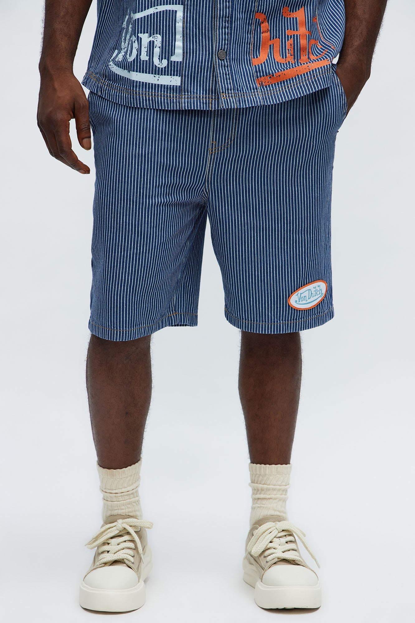 Von Dutch Railroad Relaxed Denim Short - Blue/combo