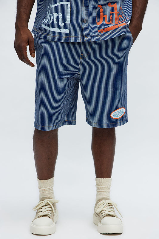 Von Dutch Railroad Relaxed Denim Short - Blue/combo