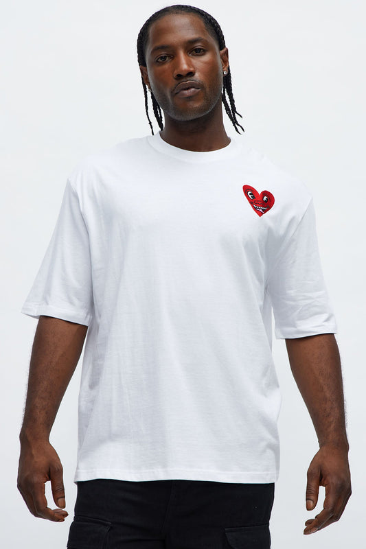 Keith Haring Heart Logo Oversized Short Sleeve Tee - White