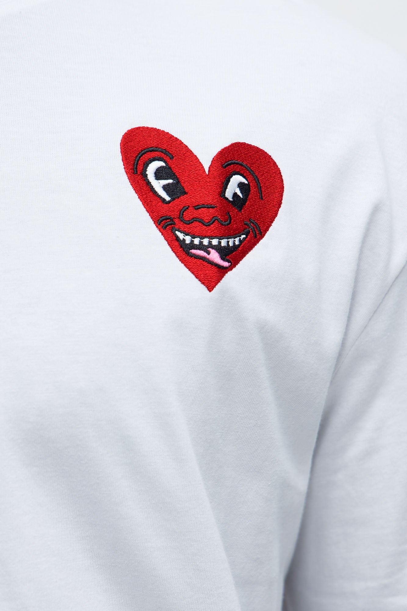 Keith Haring Heart Logo Oversized Short Sleeve Tee - White