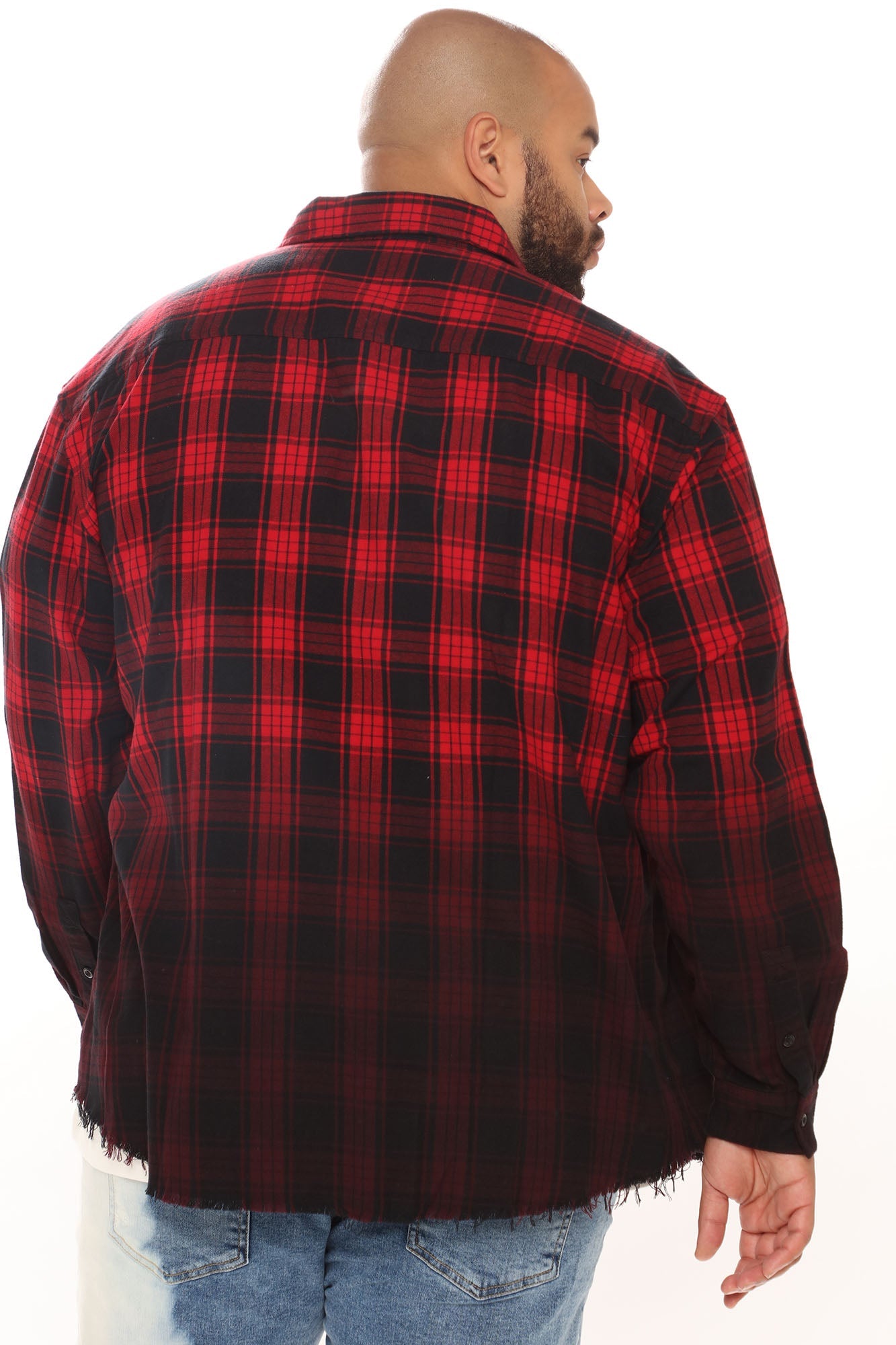 Sunset Dip Dye Flannel Shirt - Red/Black