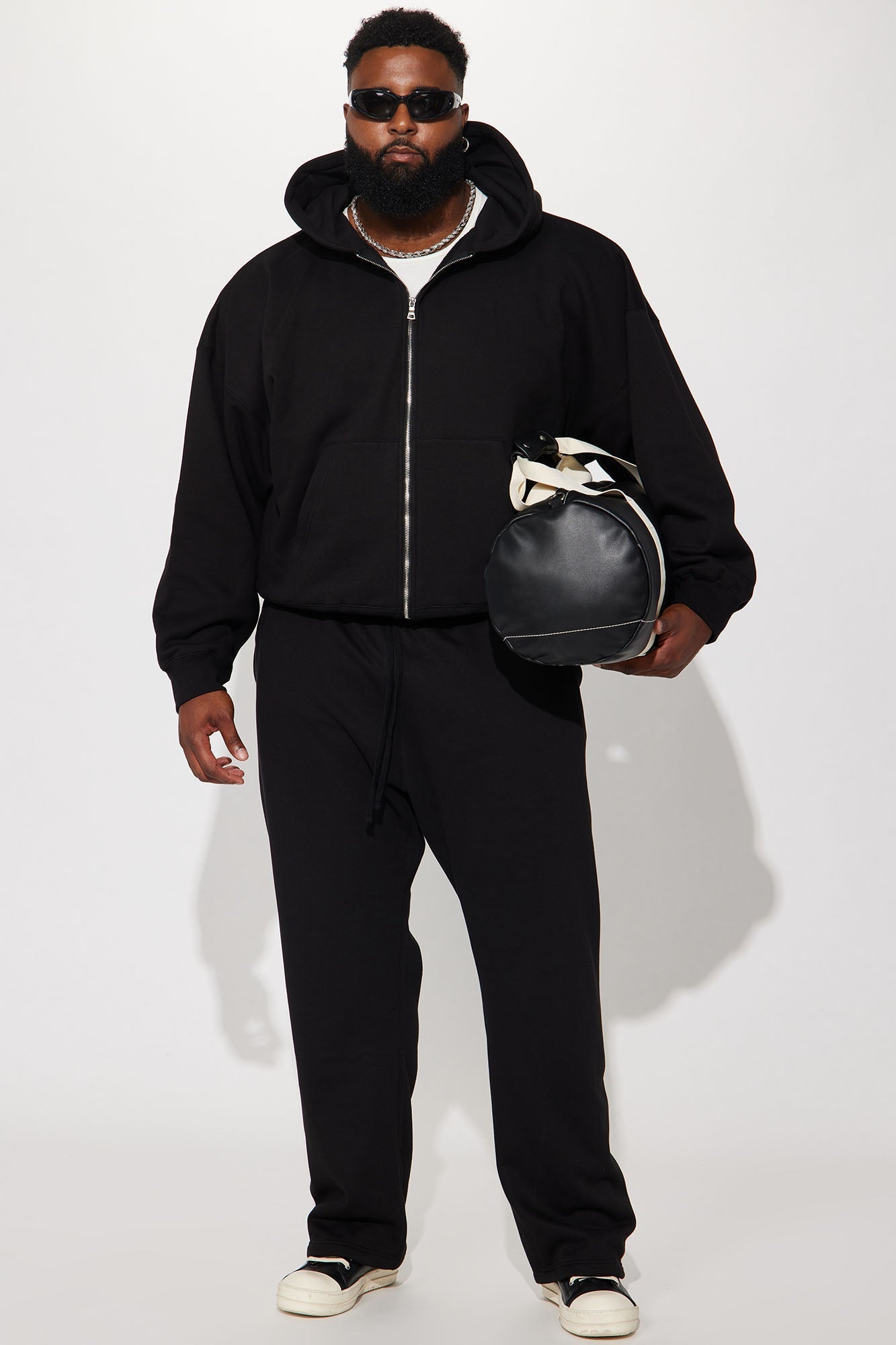 Tyson Oversized Heavyweight Zip Up - Black
