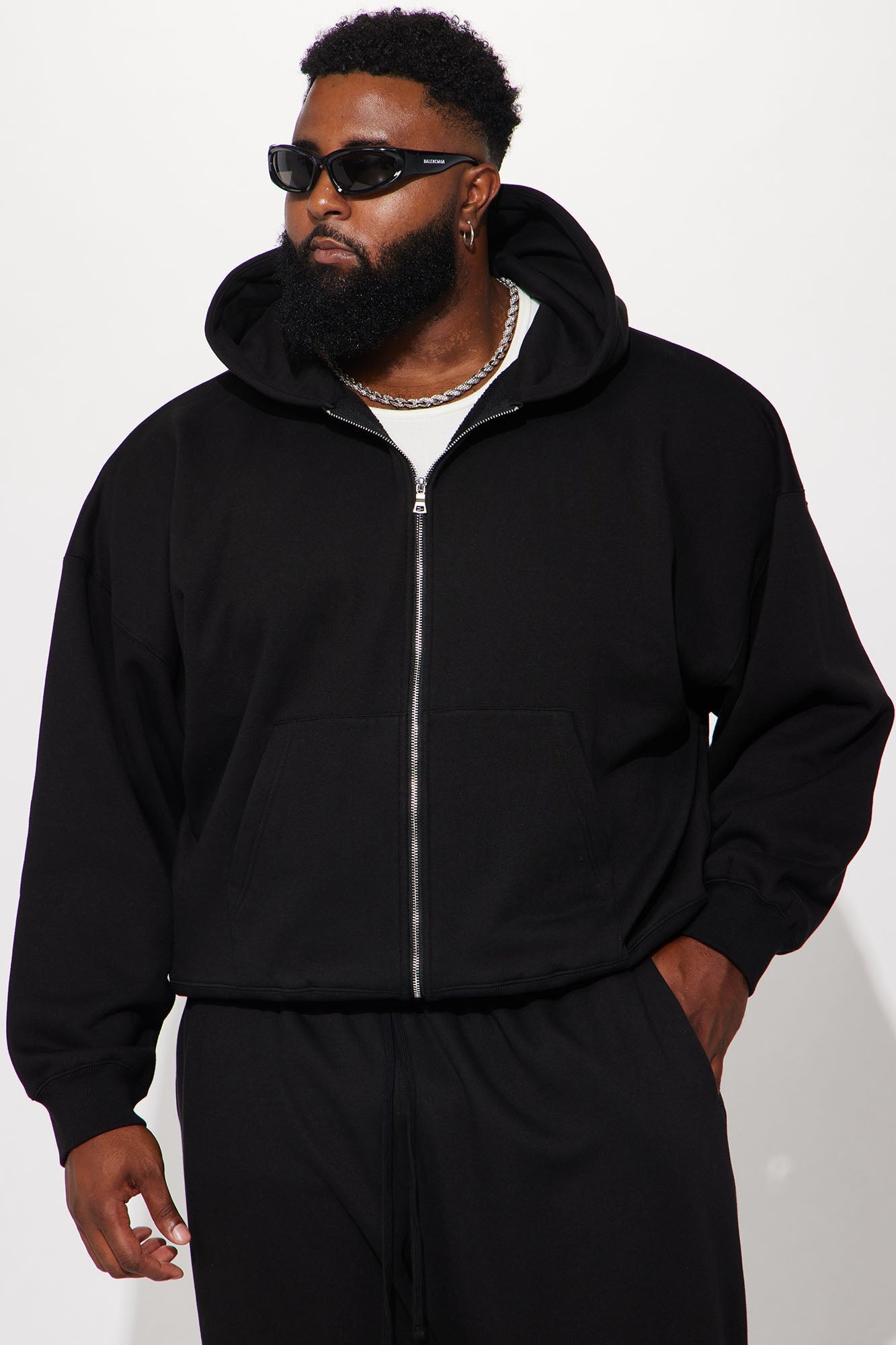 Tyson Oversized Heavyweight Zip Up - Black