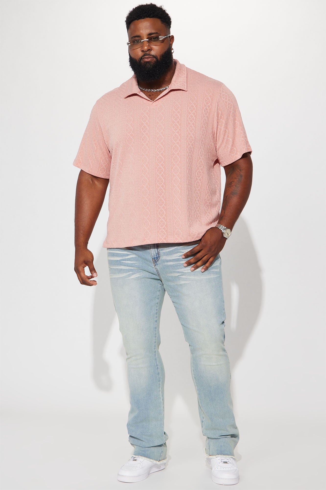 Zig Zag Road Short Sleeve Polo - Mauve