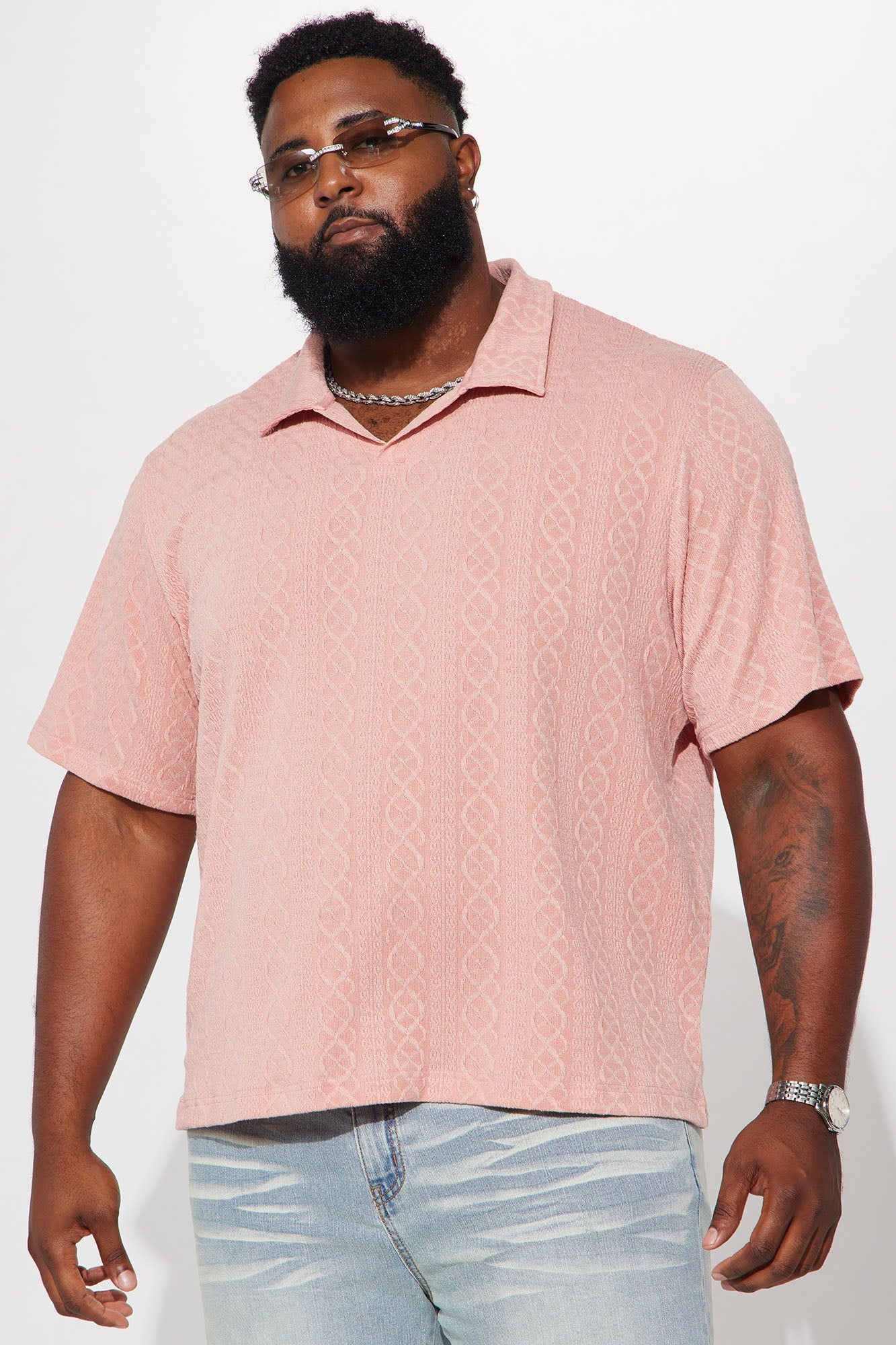 Zig Zag Road Short Sleeve Polo - Mauve