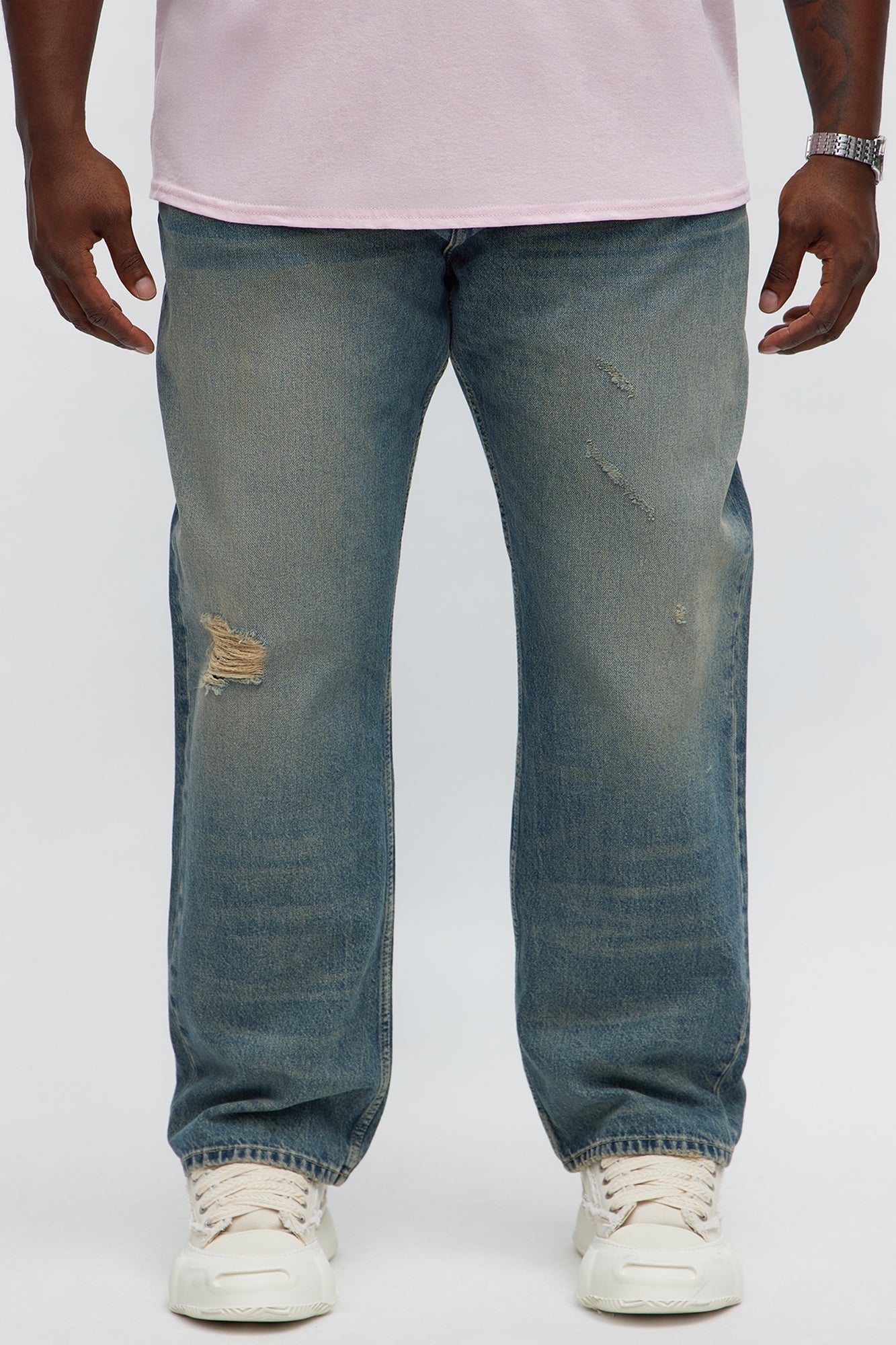 Keep You Guessing Distressed Slim Jeans - Medium Blue Wash