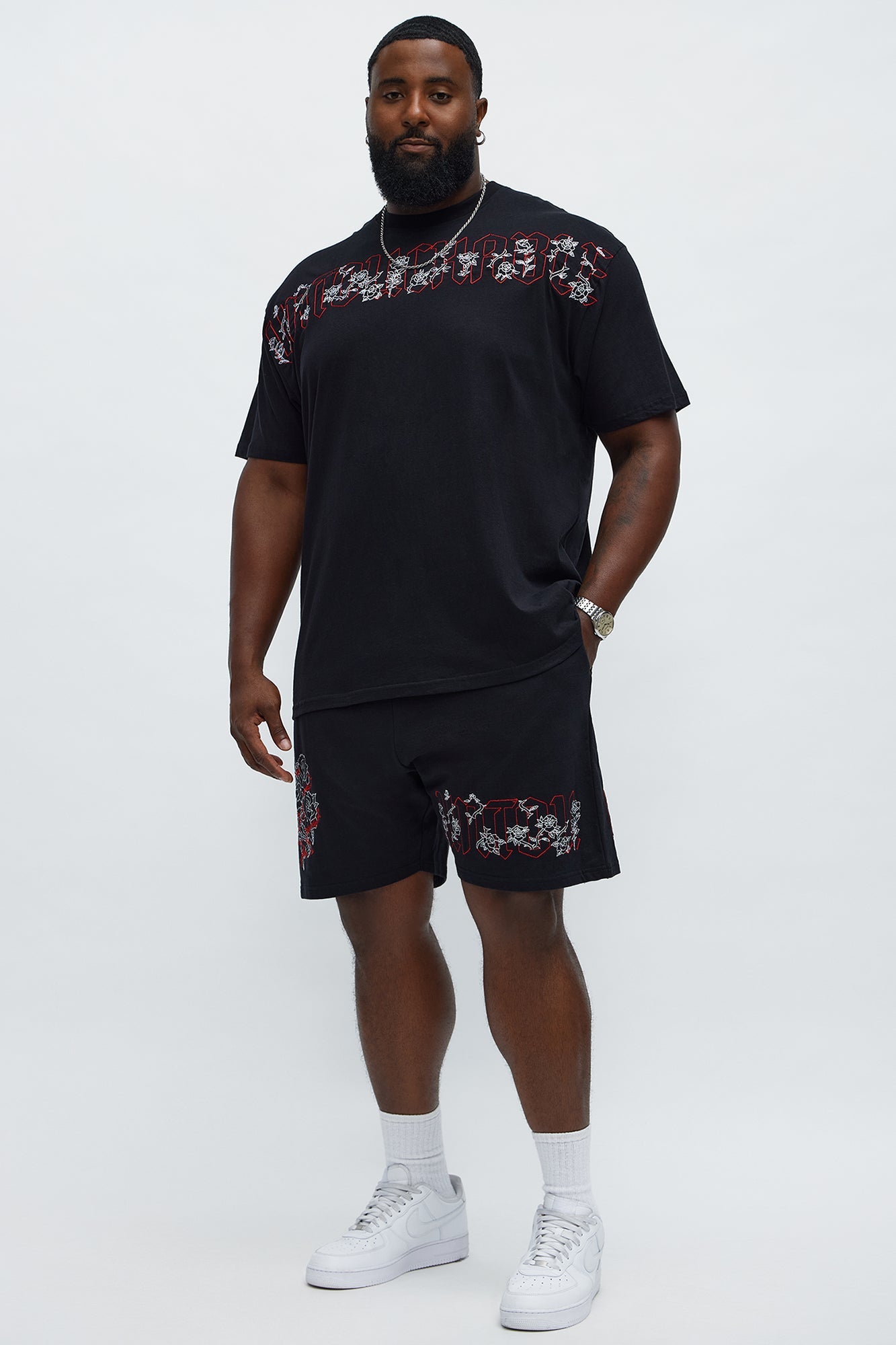 Rose Bundle Sweatshorts - Black