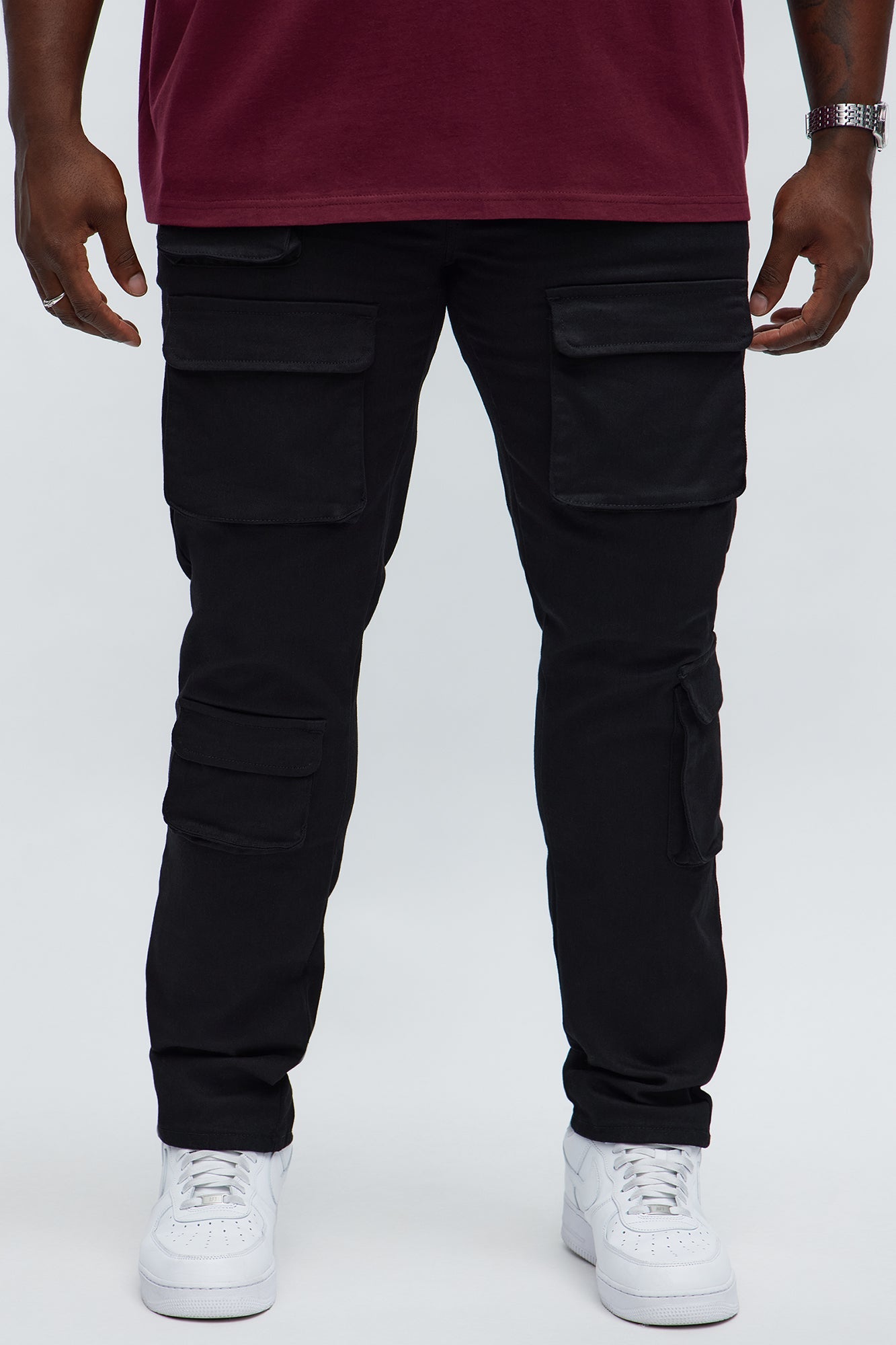 Skinny Pocket Me Cargo Pants - Black