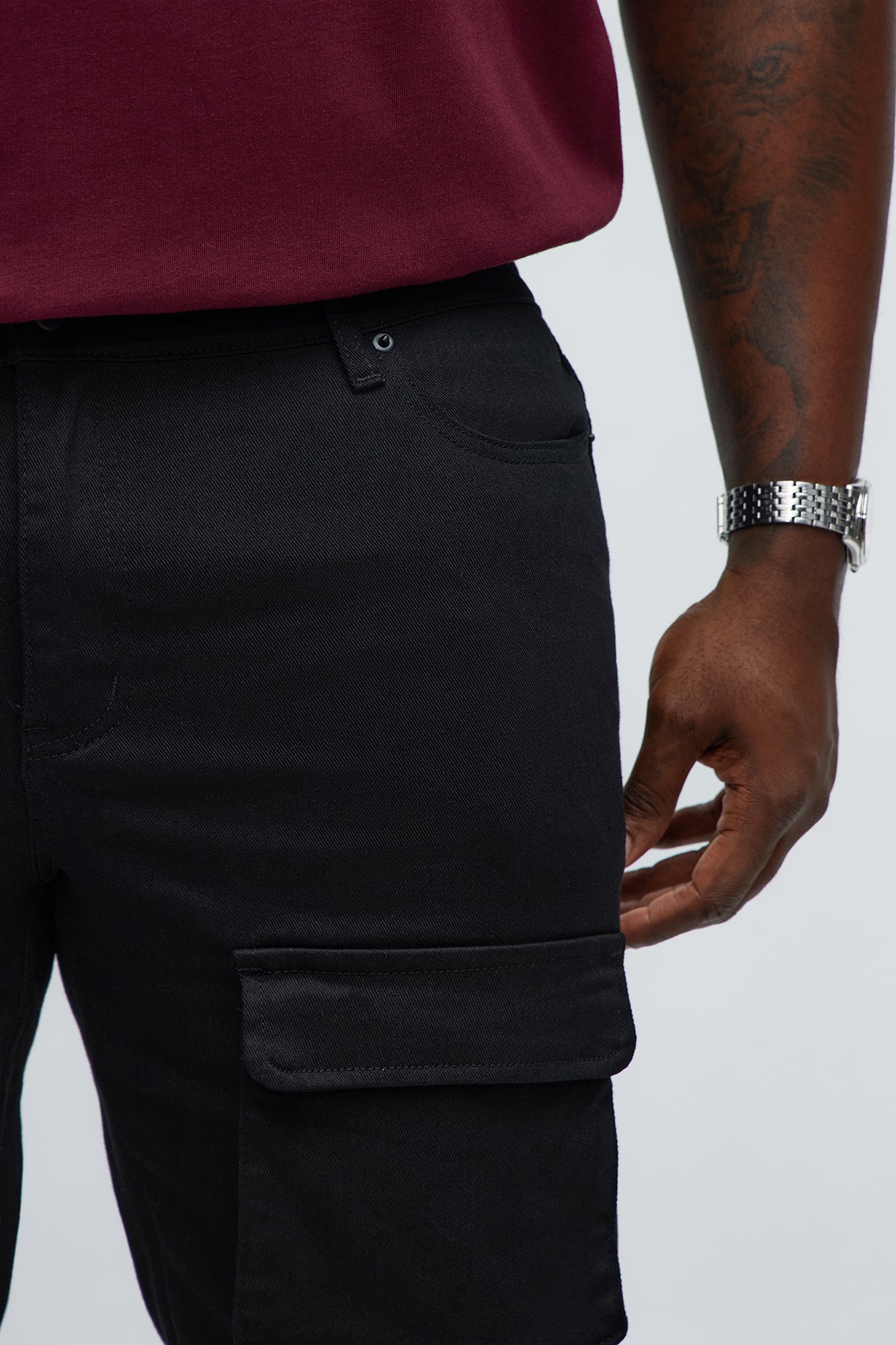 Skinny Pocket Me Cargo Pants - Black