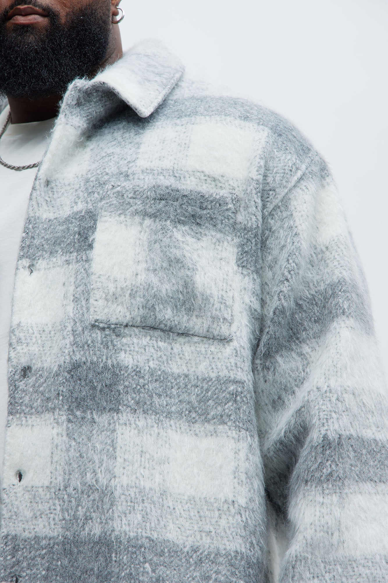 Move Up Plaid Shacket - Grey/Grey