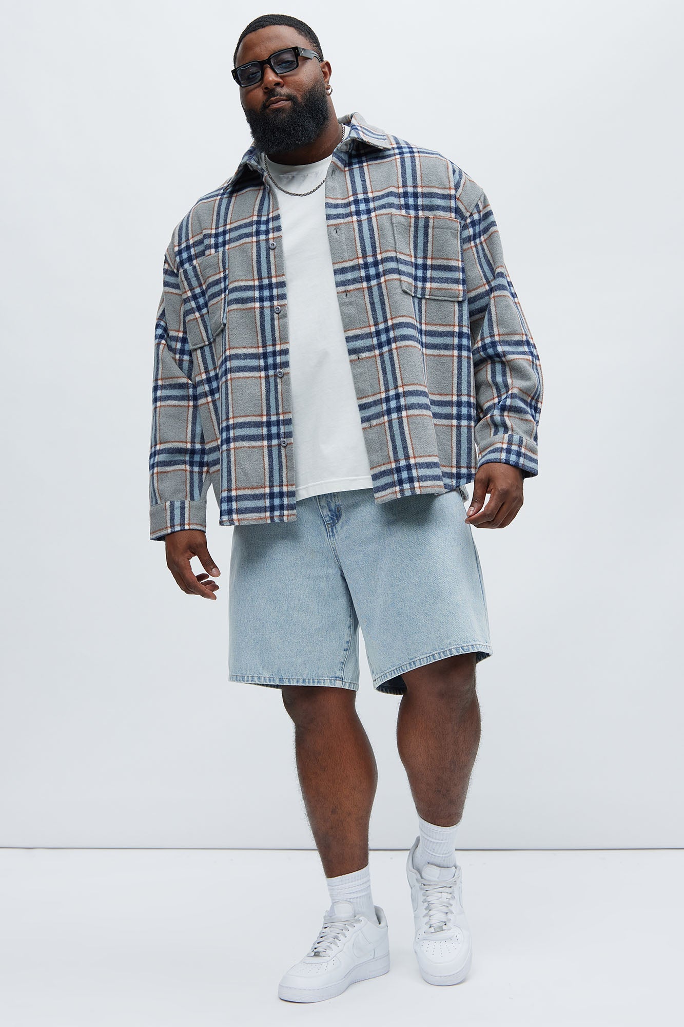 Come See Me Plaid Shacket - Blue