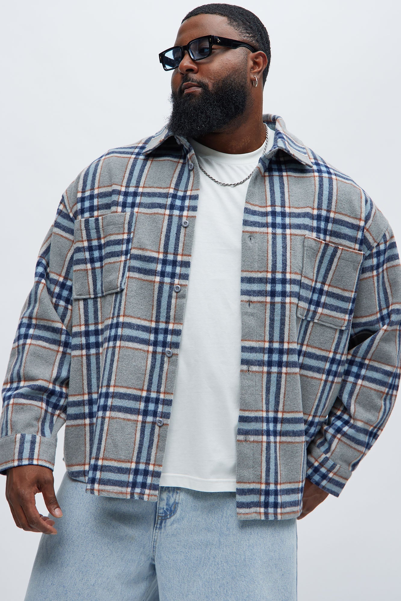 Come See Me Plaid Shacket - Blue