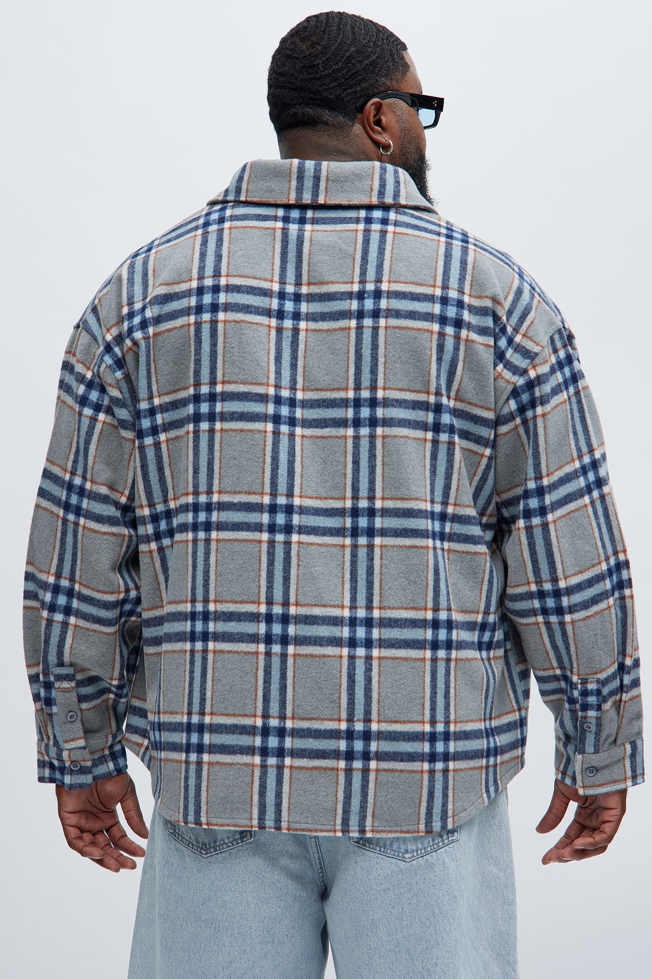 Come See Me Plaid Shacket - Blue