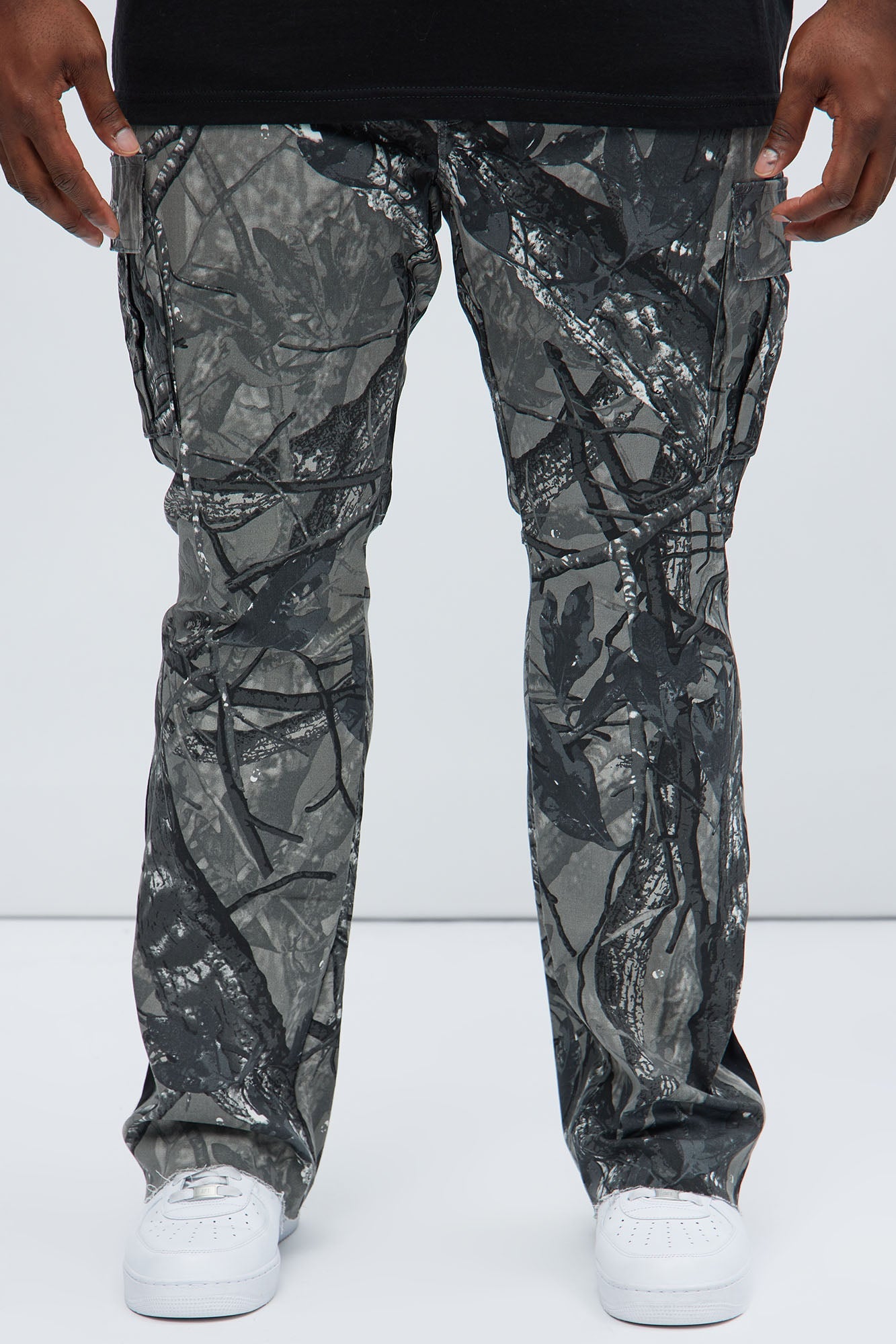 All Over Print Stacked Twill Flare Pant - Grey/combo