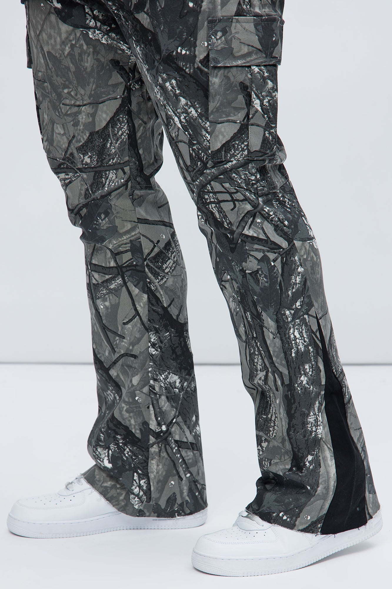 All Over Print Stacked Twill Flare Pant - Grey/combo