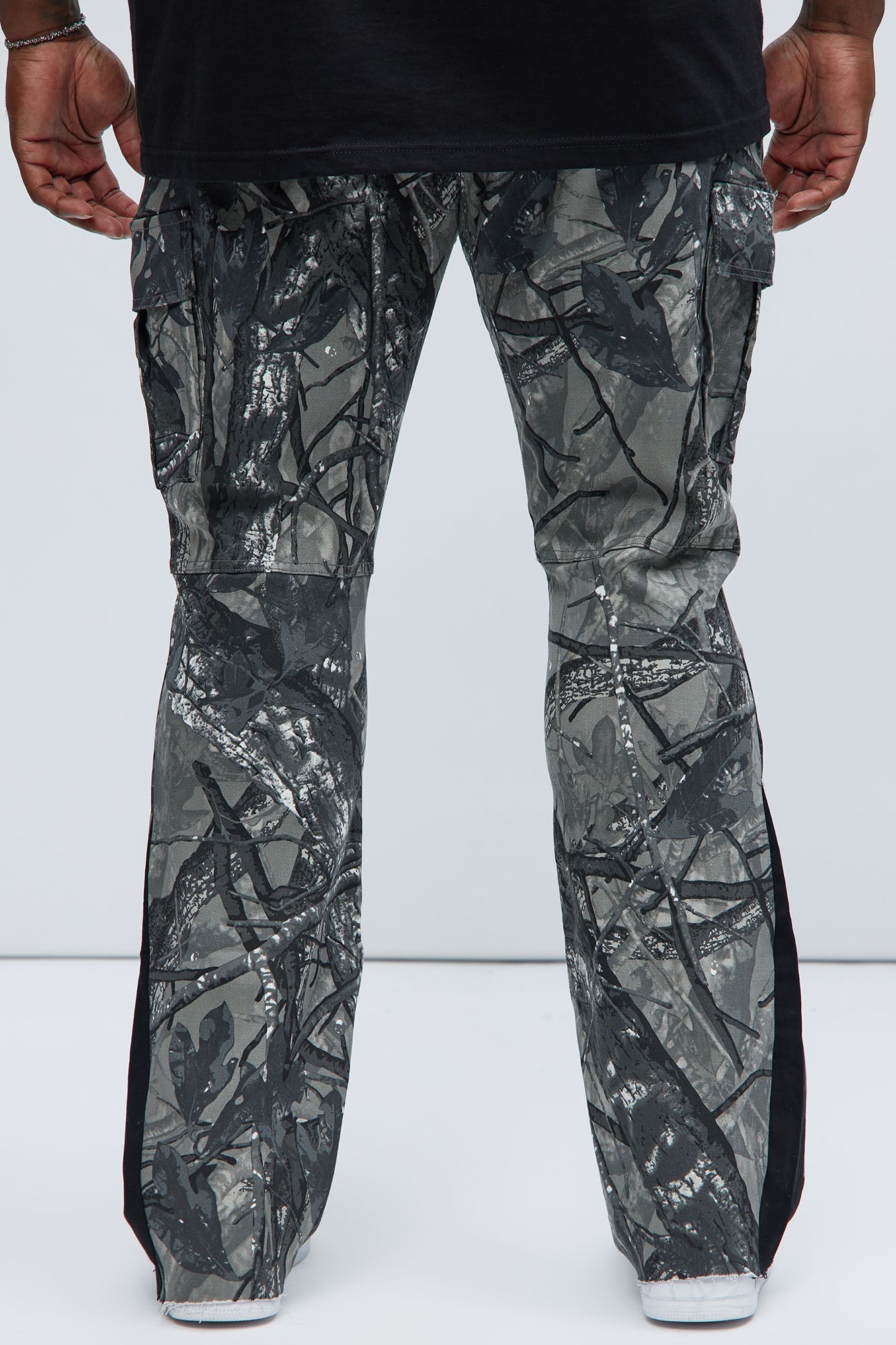 All Over Print Stacked Twill Flare Pant - Grey/combo
