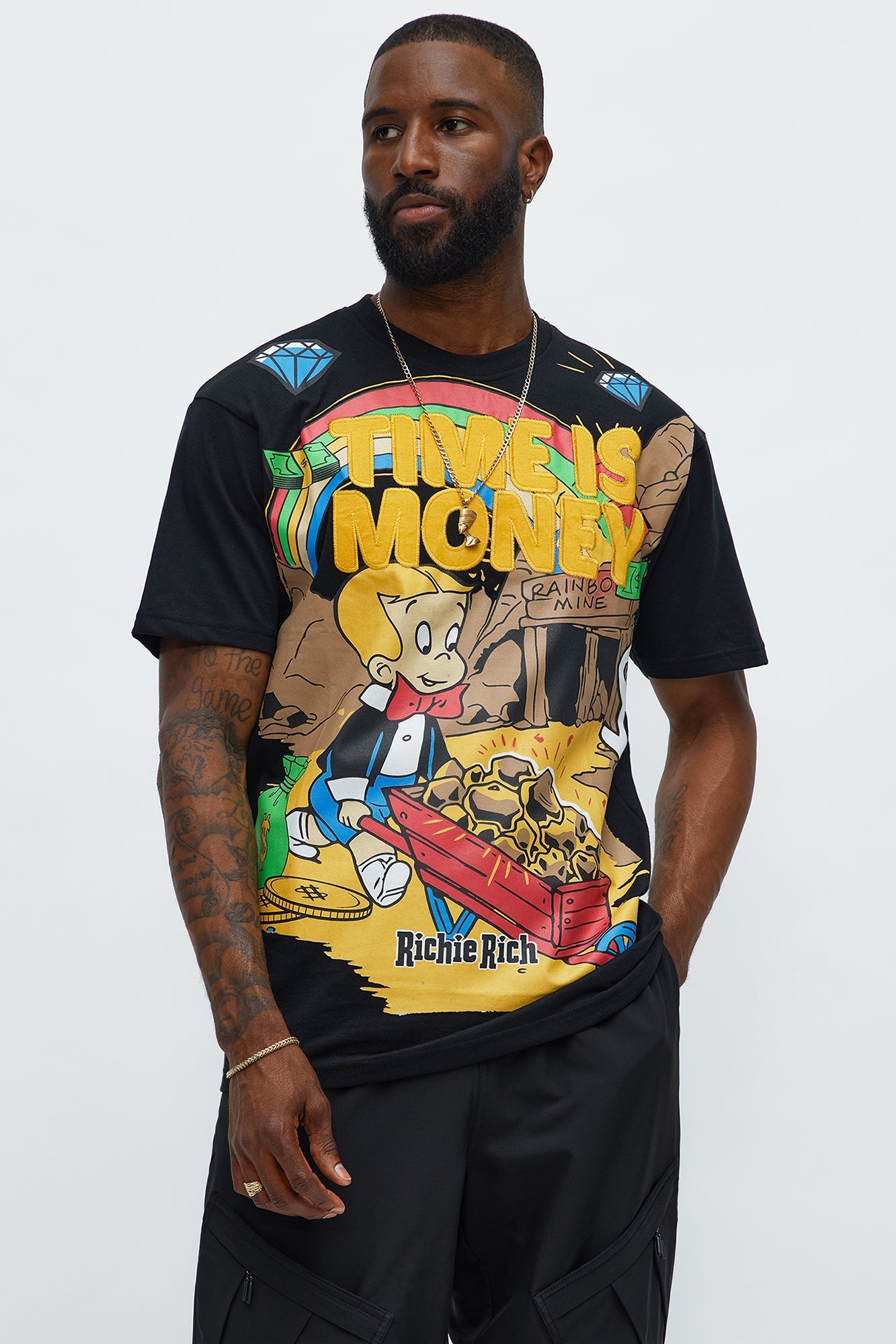 Richie Rich Time Is Money Short Sleeve Tee - Black