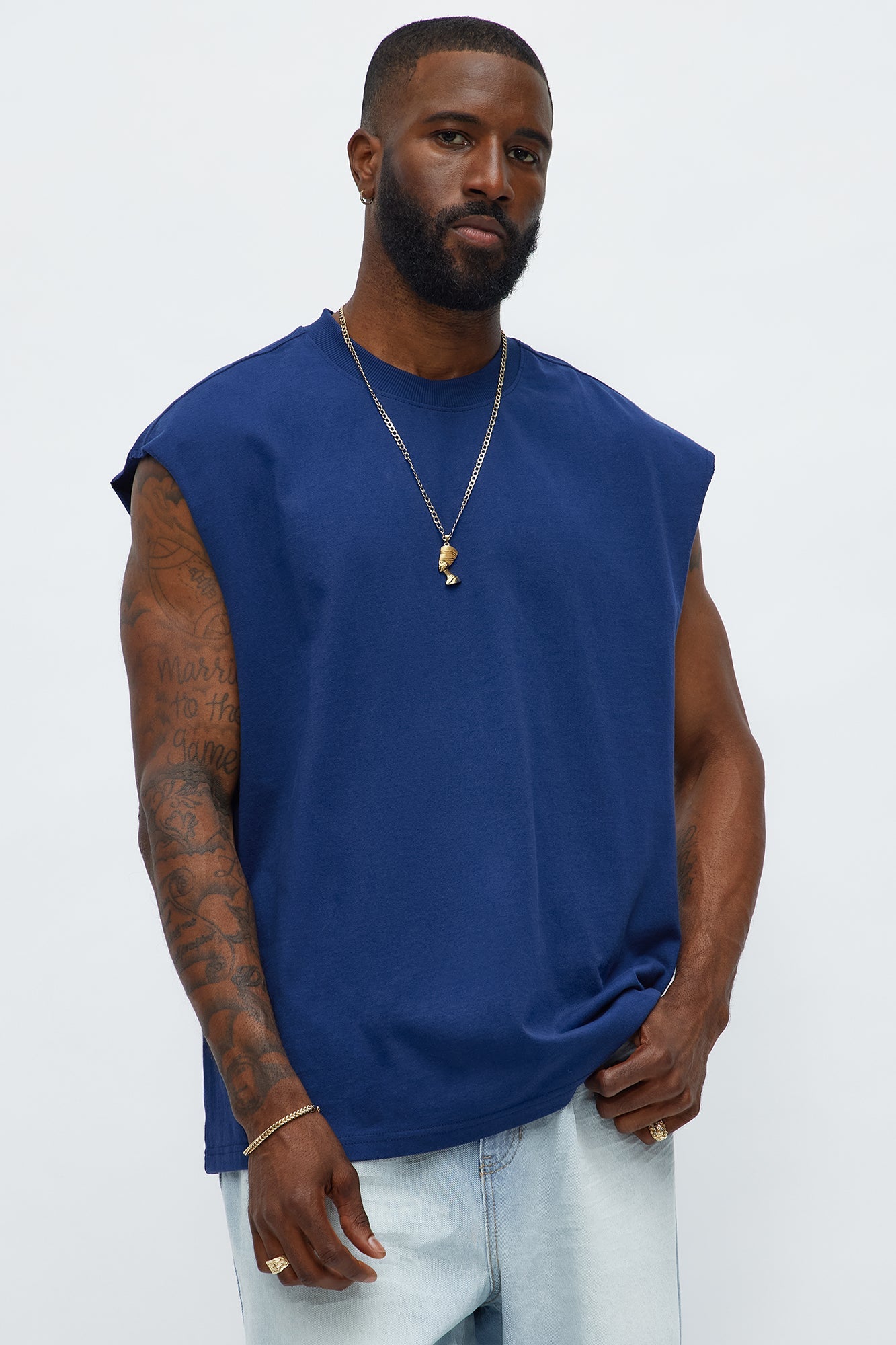 Relaxed Heavyweight Muscle Tee - Navy