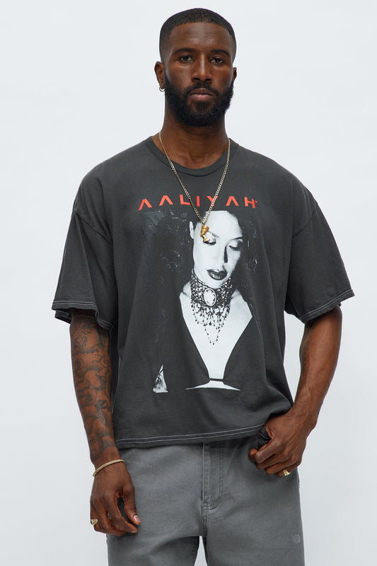 Aaliyah Try Again Oversized Short Sleeve Tee - Black Wash