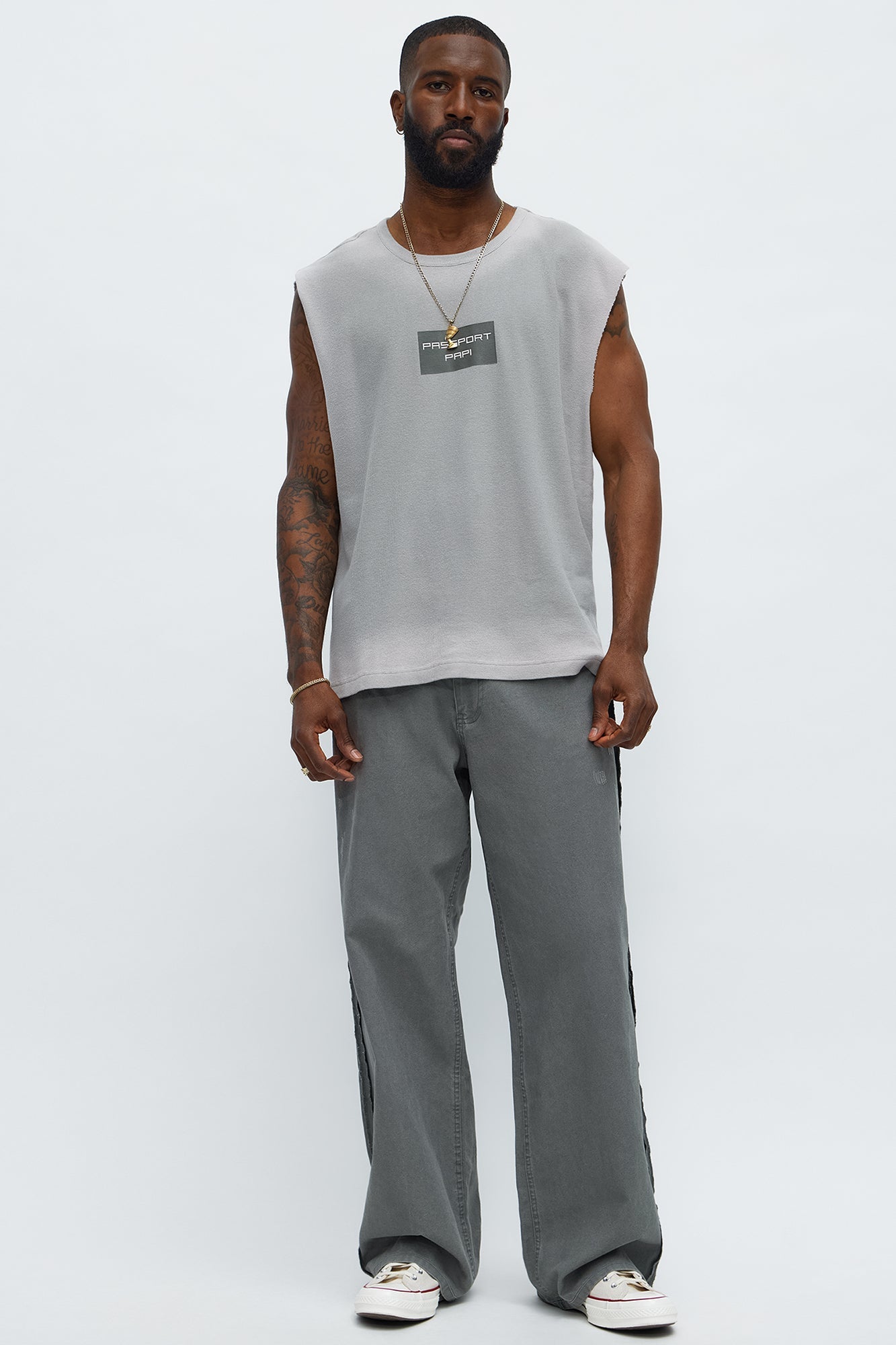 Relaxed Washed Quote Muscle Tank - Dark Grey