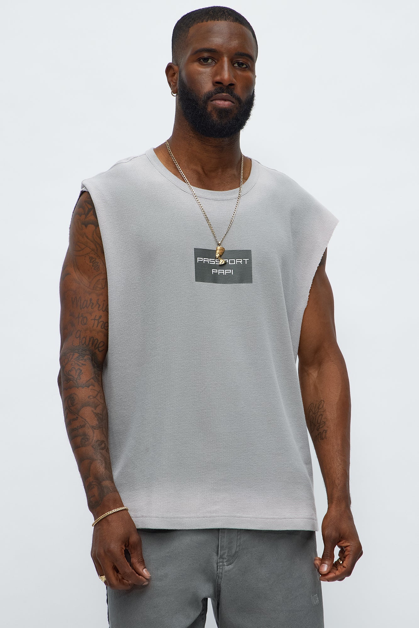 Relaxed Washed Quote Muscle Tank - Dark Grey