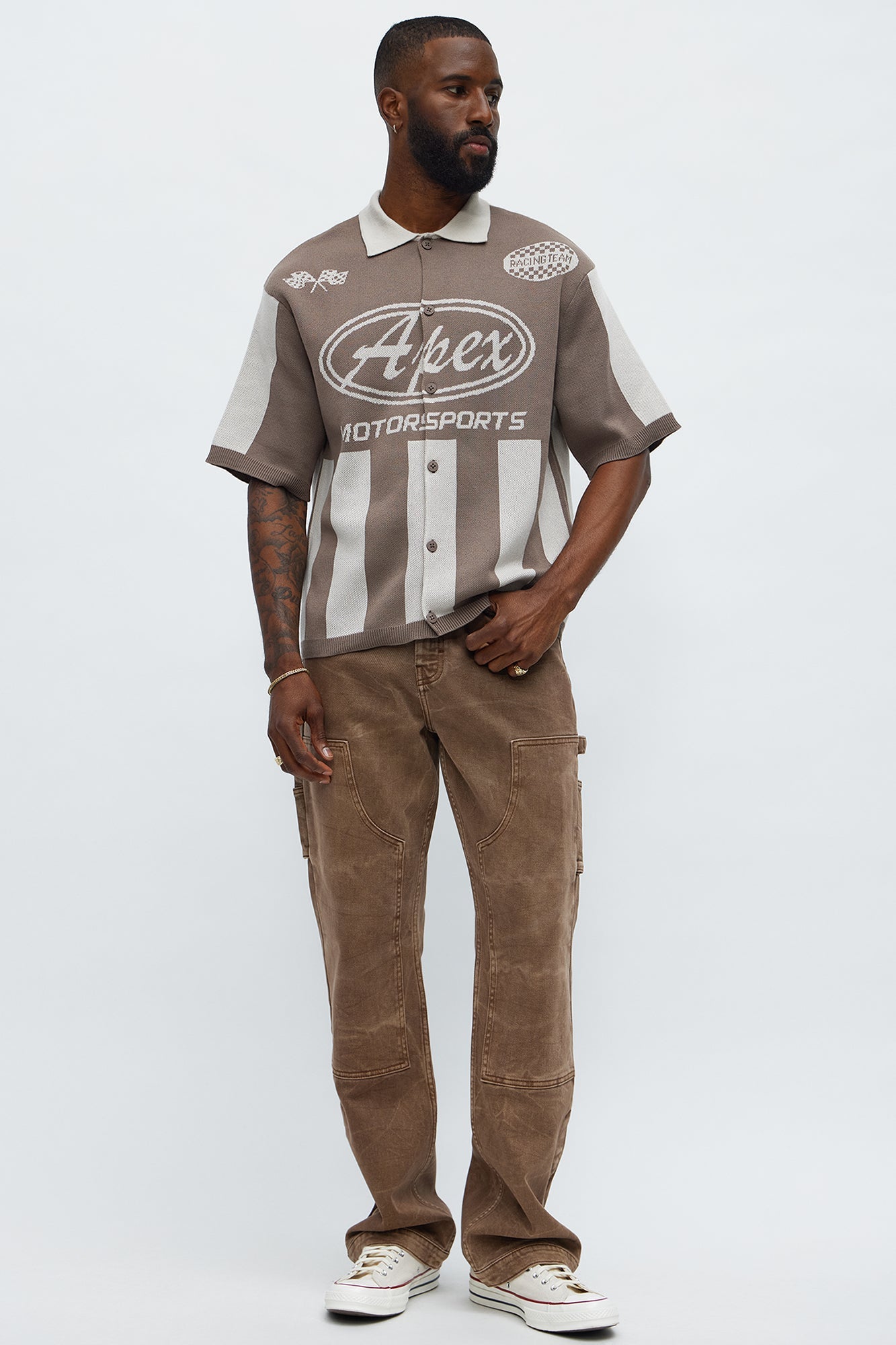 Relaxed Faux Button Up Shirt - Sand