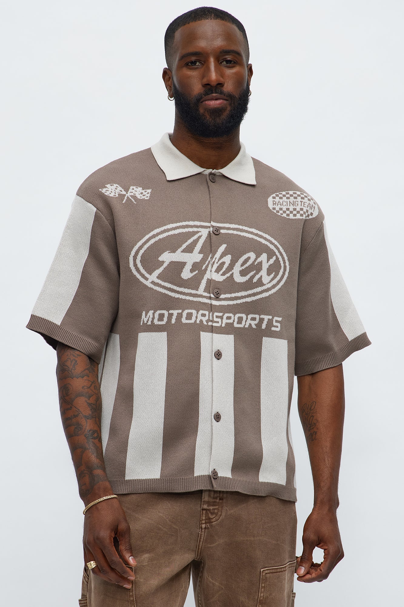 Relaxed Faux Button Up Shirt - Sand