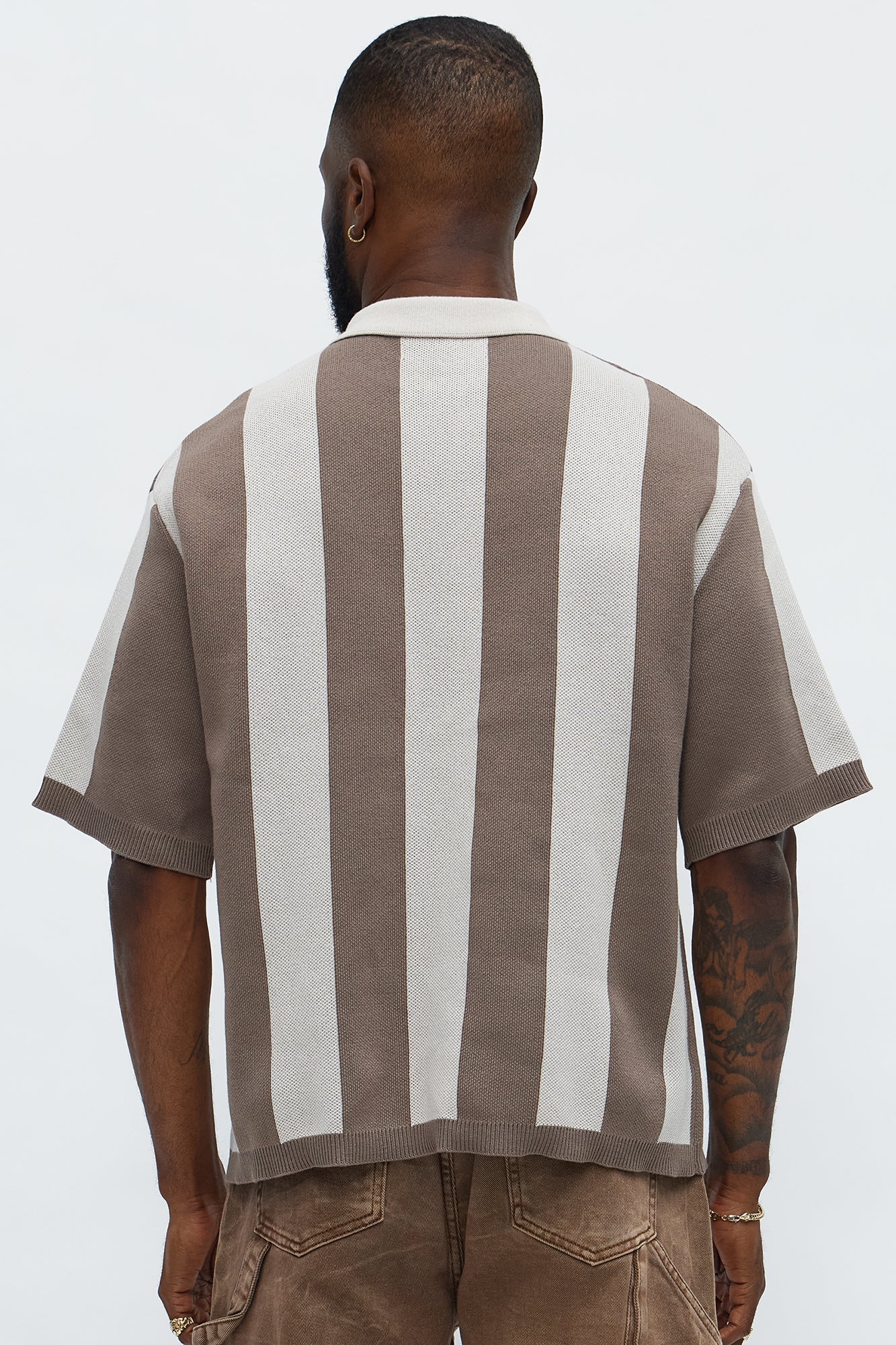 Relaxed Faux Button Up Shirt - Sand