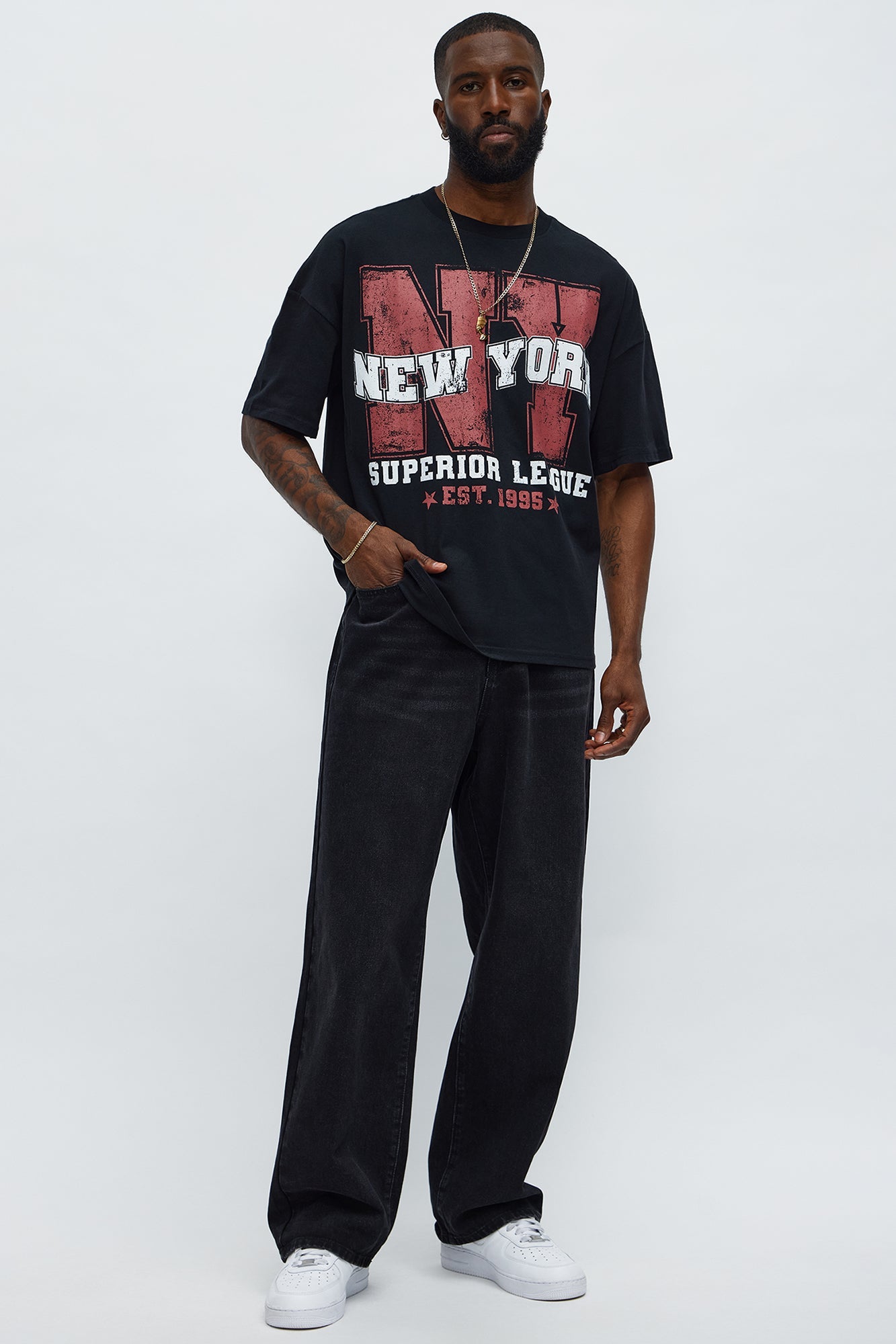 NYC Superior League Est 1995 Boxy Short Sleeve Tee - Black