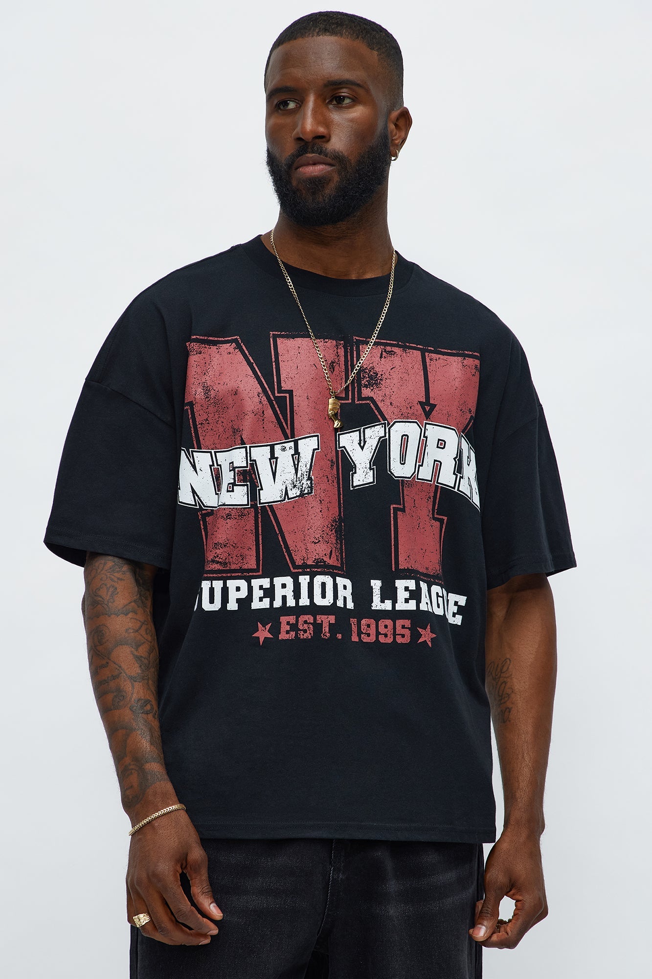 NYC Superior League Est 1995 Boxy Short Sleeve Tee - Black