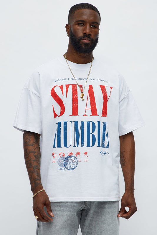 Stay Humble Boxy Short Sleeve Tee - White