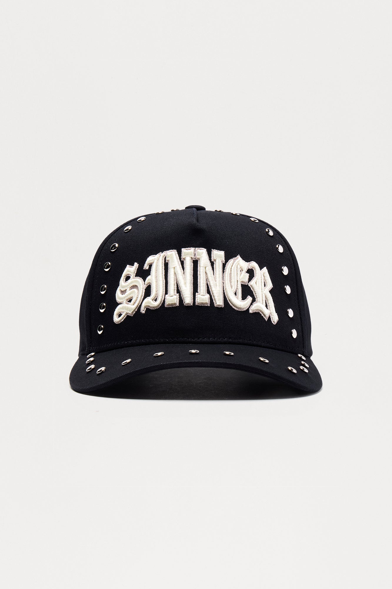 Sinner Studded Structured Snapback Hat - Black