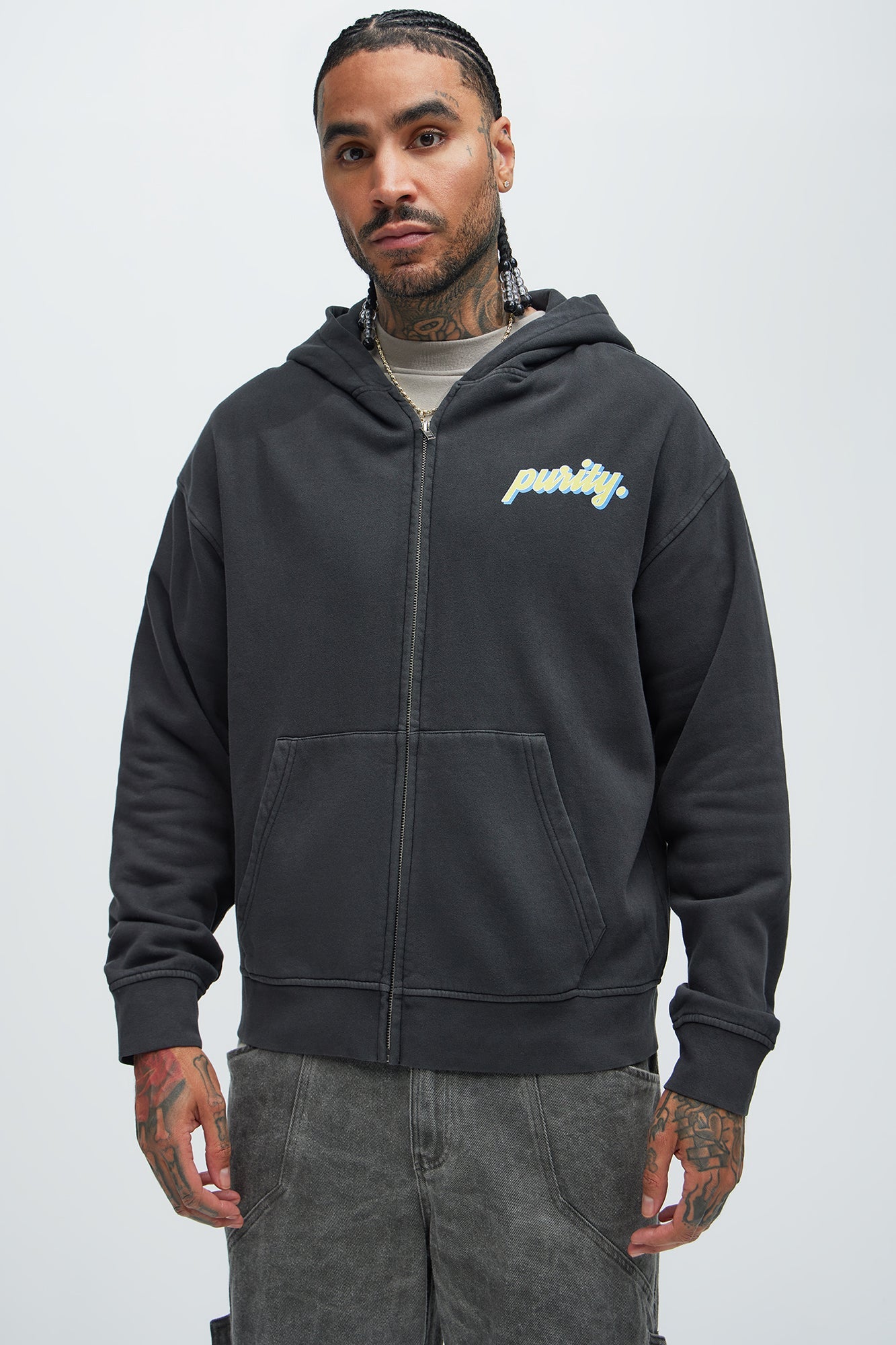 Purity Zip Up Hoodie - Black
