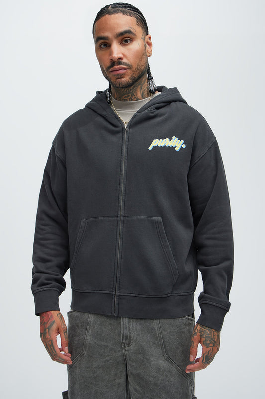 Purity Zip Up Hoodie - Black