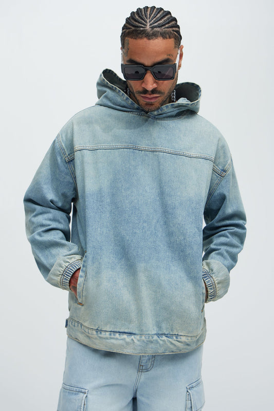 Manatee Denim Pullover Jacket - Light Blue Wash