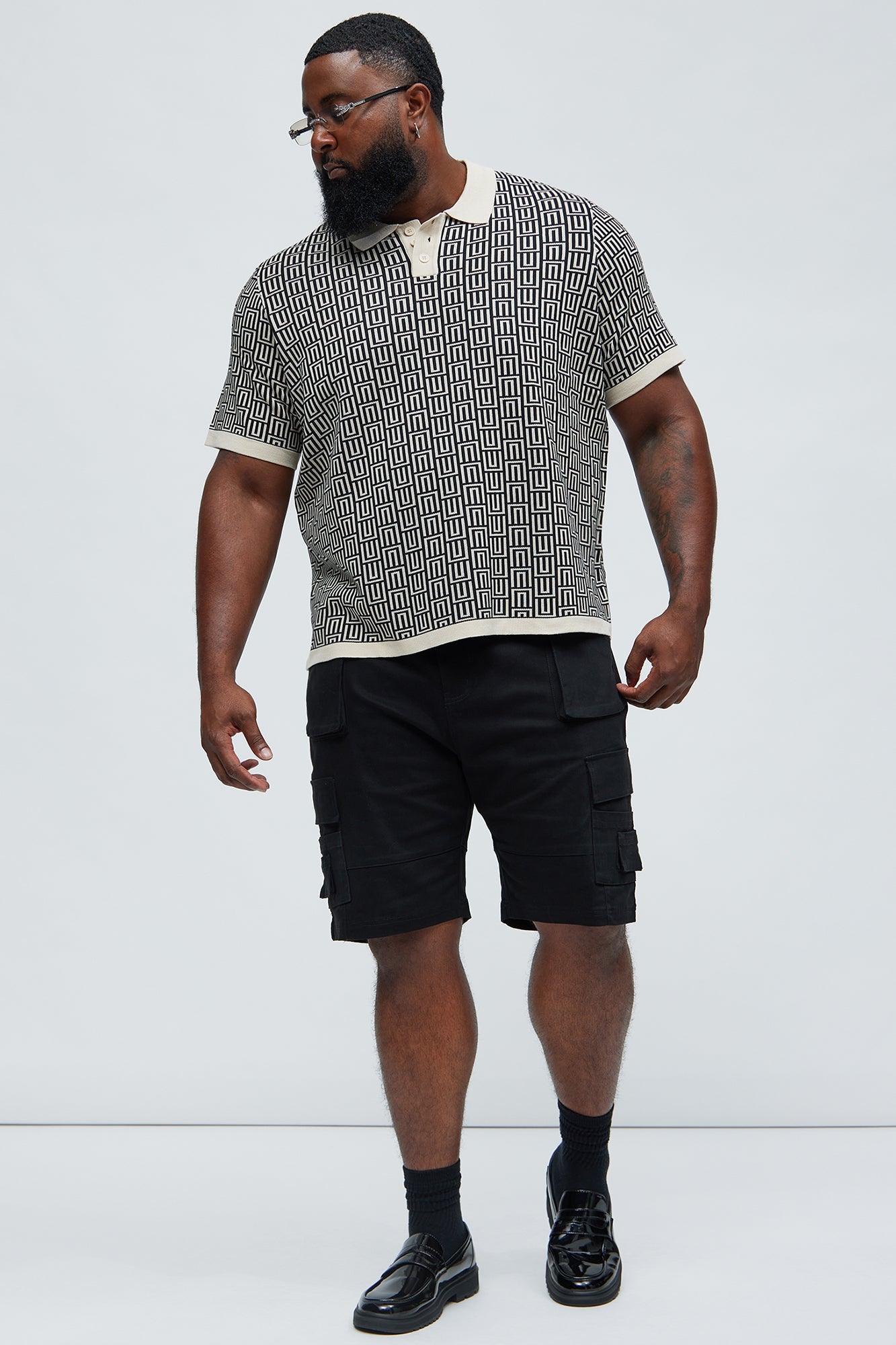 Cunard Jacquard Polo - Tan/Multi