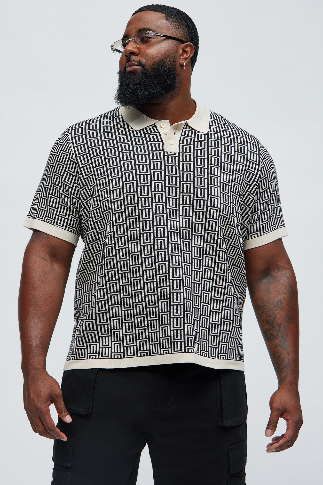 Cunard Jacquard Polo - Tan/Multi