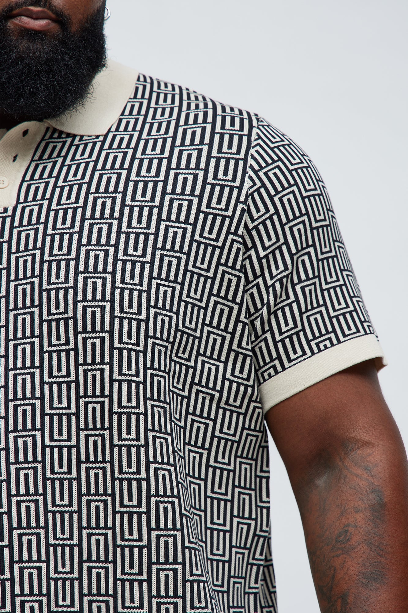 Cunard Jacquard Polo - Tan/Multi