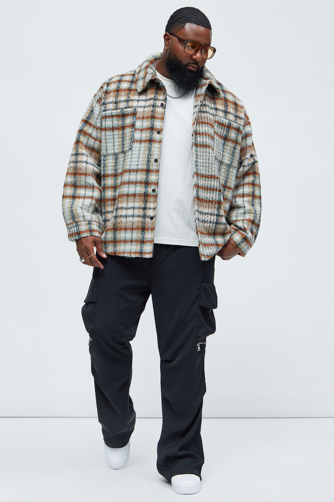 Move Up Plaid Shacket - Tan/Multi