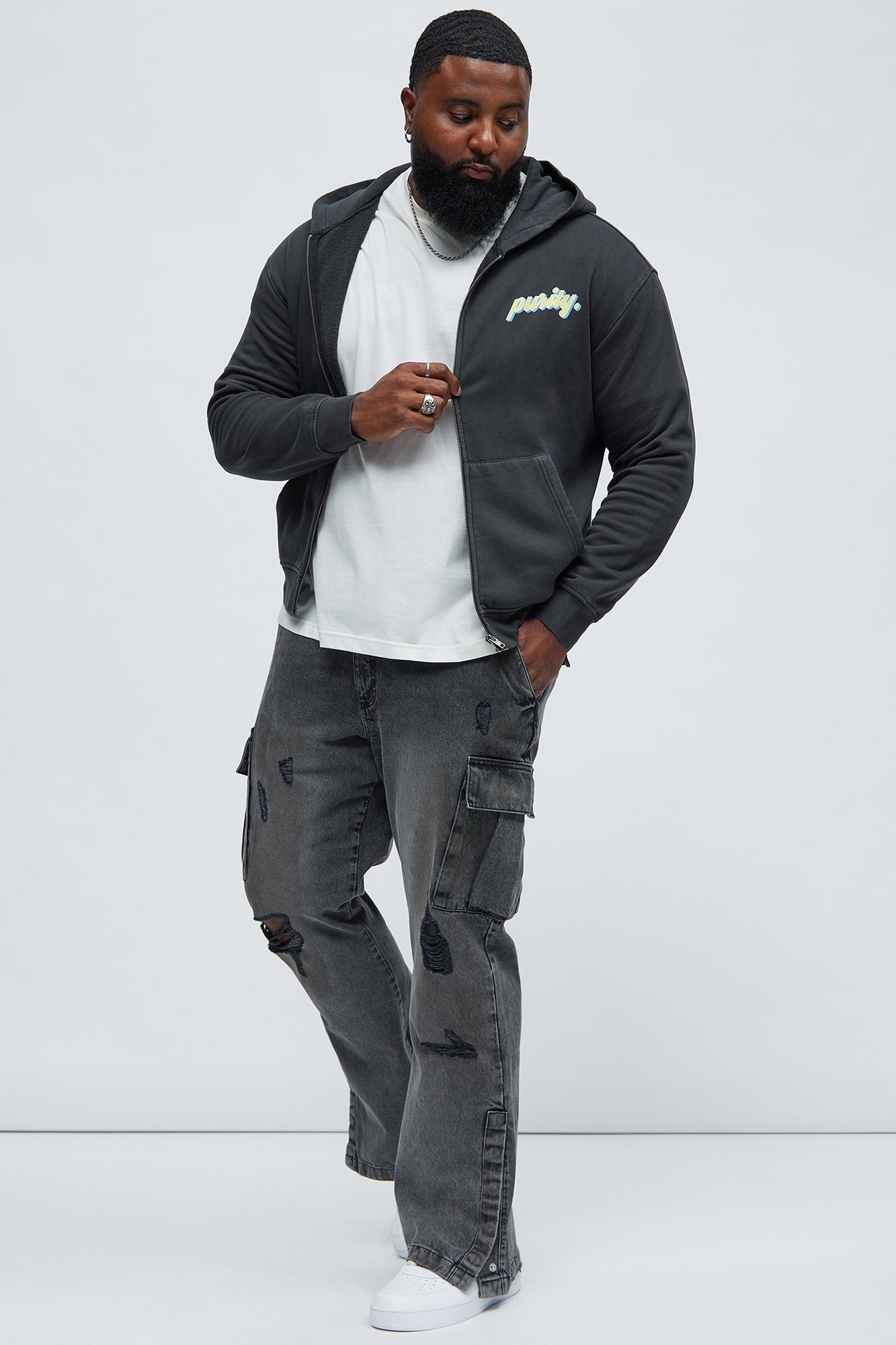 Purity Zip Up Hoodie - Black